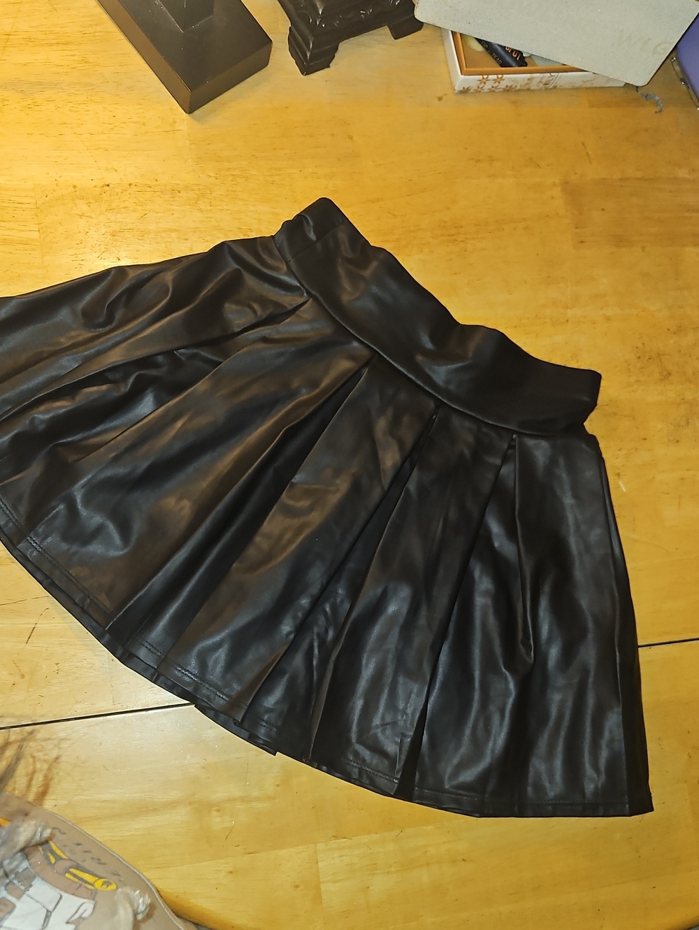 Spirit Black Faux Leather Circle Skirt